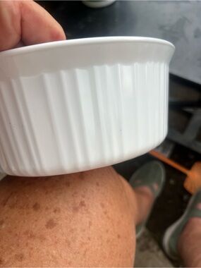 Vintage White Ribbed casserole with lid